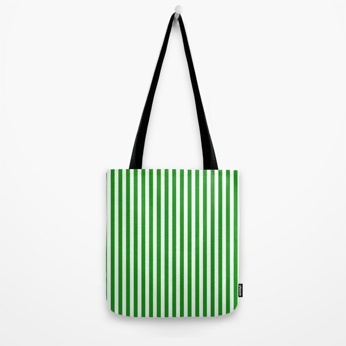 Green and White Stripes Pattern Tote Bag Gallery Image 2