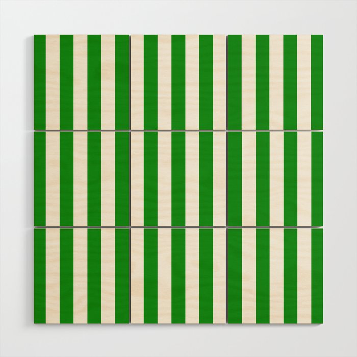 Green and White Stripes Pattern Wood Wall Art Gallery Image 1