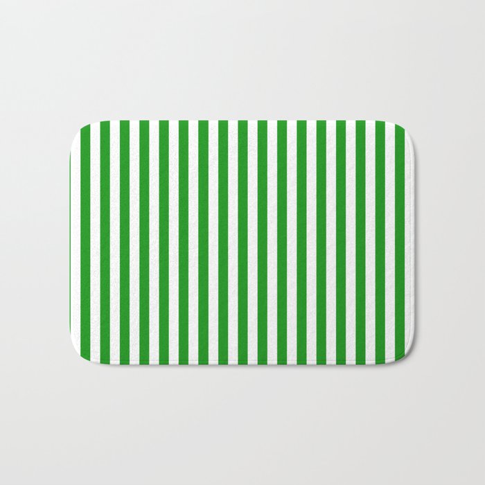 Green and White Stripes Pattern Bath Mat Gallery Image 1