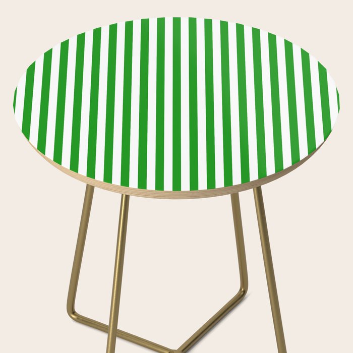 Green and White Stripes Pattern Side Table Gallery Image 2