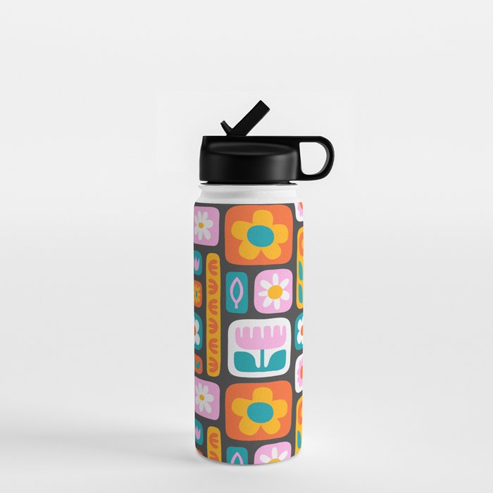 Vintage scandinavian floral art pattern Water Bottle Gallery Image 1