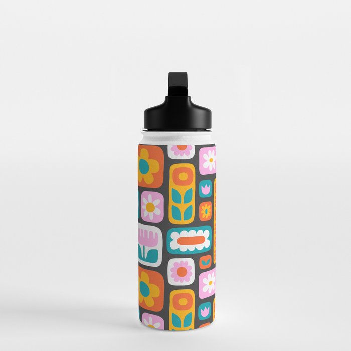 Vintage scandinavian floral art pattern Water Bottle Gallery Image 3