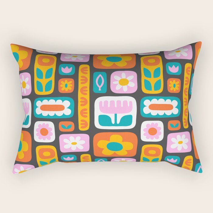 Vintage scandinavian floral art pattern Rectangular Pillow Gallery Image 1