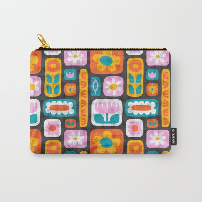 Vintage scandinavian floral art pattern Carry All Pouch Gallery Image 1