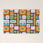 Vintage scandinavian floral art pattern Welcome Mat Gallery Image 1