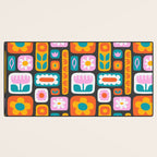Vintage scandinavian floral art pattern Desk Mat Gallery Image 3