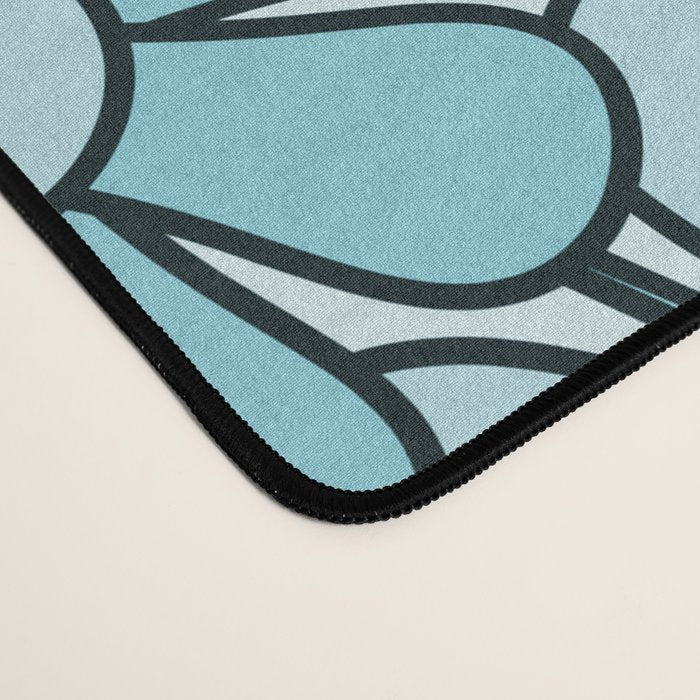 Retro 60s 70s Floral Pattern Turquoise Aqua Gingham Flowers Desk Mat Gallery Image 4