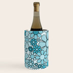 Retro 60s 70s Floral Pattern Turquoise Aqua Gingham Flowers Wine Chiller Gallery Image 1