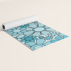 Retro 60s 70s Floral Pattern Turquoise Aqua Gingham Flowers Yoga Mat Gallery Image 2