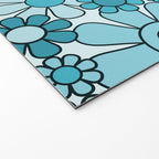 Retro 60s 70s Floral Pattern Turquoise Aqua Gingham Flowers Welcome Mat Gallery Image 2