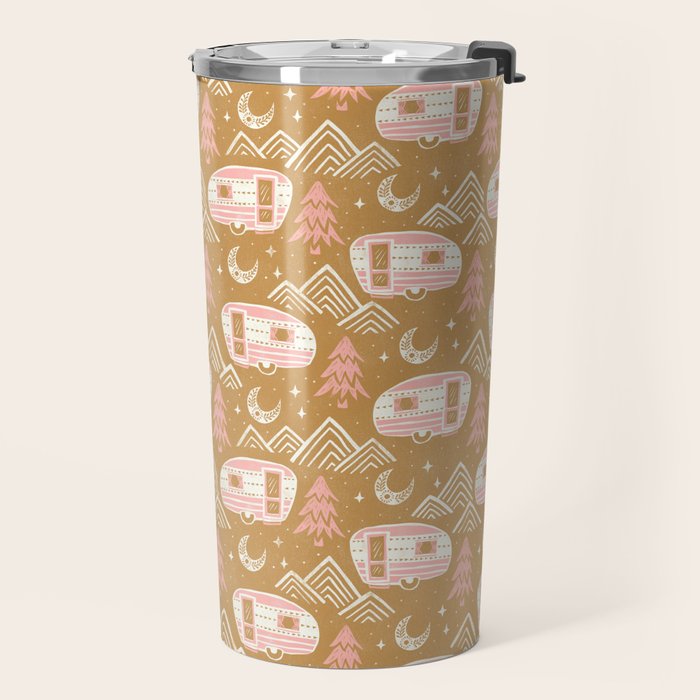 Little Camper - pink and gold Travel Mug Gallery Image 2