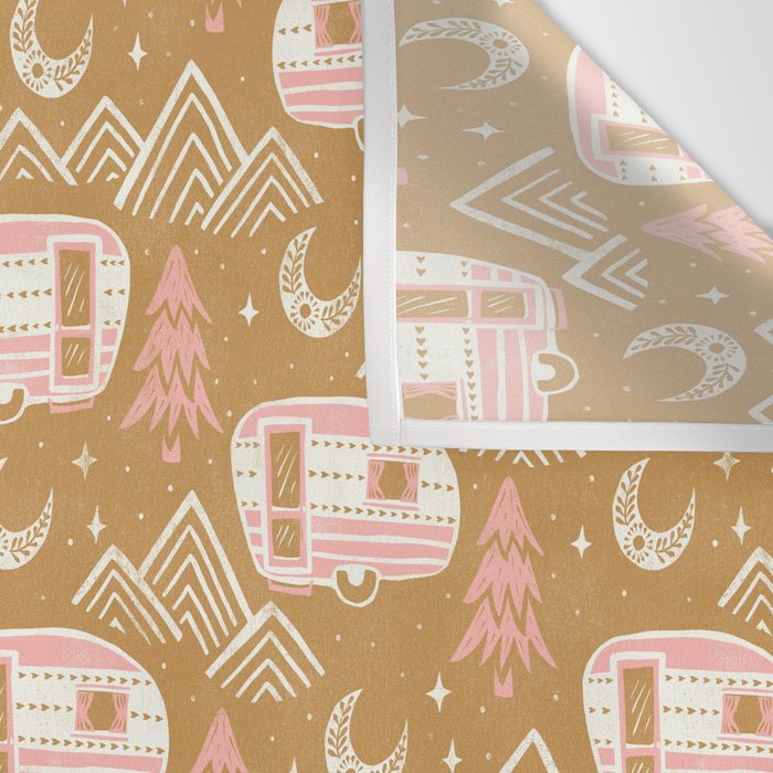 Little Camper - pink and gold Wall Tapestry Gallery Image 3