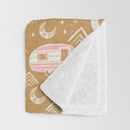 Little Camper - pink and gold Throw Blanket Gallery Image 3