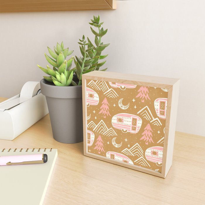 Little Camper - pink and gold Mini Art Print Gallery Image 2