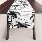 Black and white palm tree beach doodle pattern Table Runner Gallery Image 1