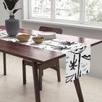 Black and white palm tree beach doodle pattern Table Runner Gallery Image 2