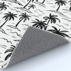 Black and white palm tree beach doodle pattern Rug Gallery Image 4
