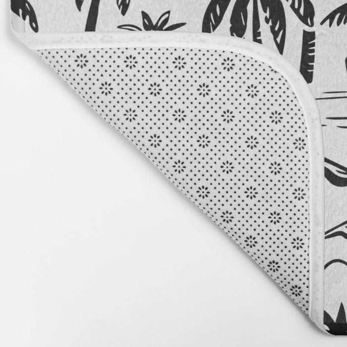 Black and white palm tree beach doodle pattern Bath Mat Gallery Image 2