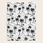 Black and white palm tree beach doodle pattern Poster Gallery Image 4