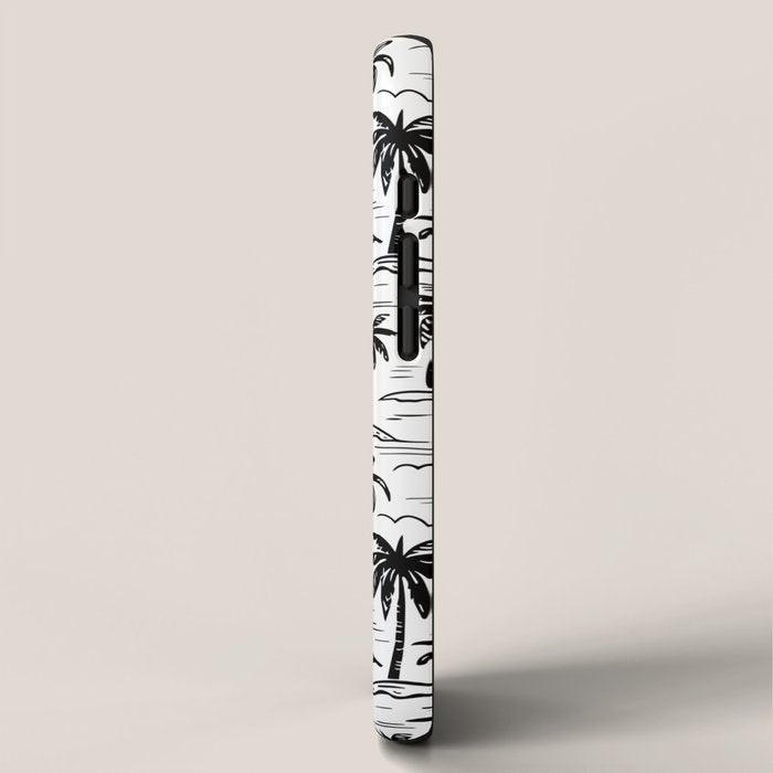Black and white palm tree beach doodle pattern iPhone Case Gallery Image 2