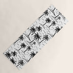 Black and white palm tree beach doodle pattern Yoga Mat Gallery Image 1
