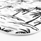 Black and white palm tree beach doodle pattern Bath Mat Gallery Image 3