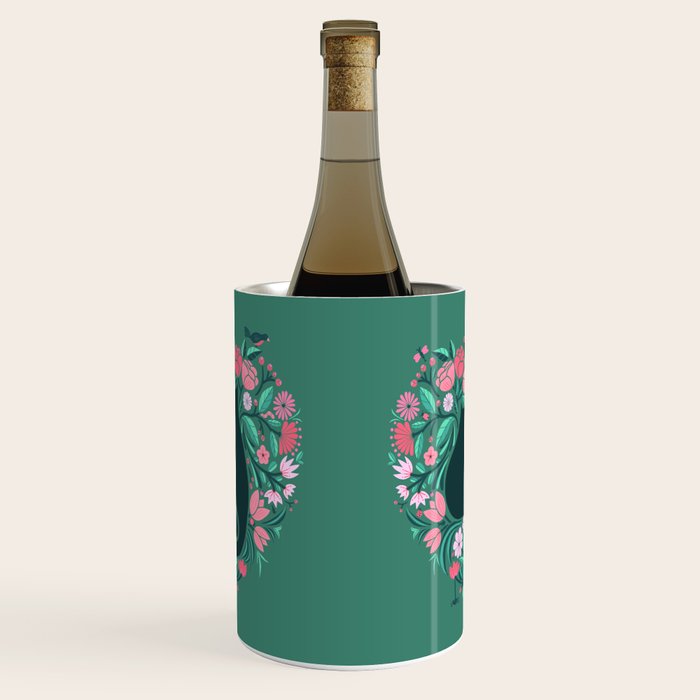 I Heart Cats and Flowers (in Green) Wine Chiller Gallery Image 1