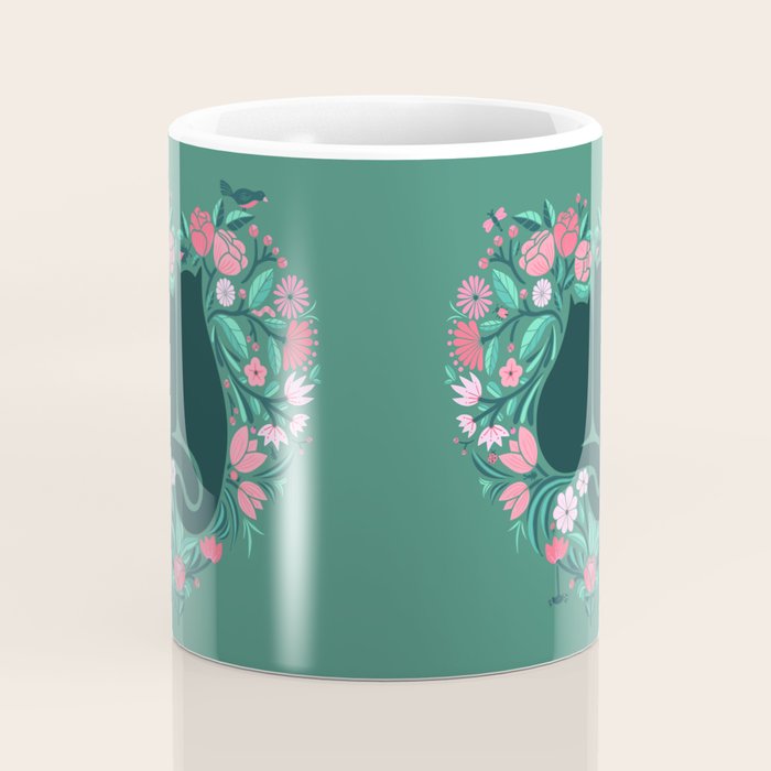 I Heart Cats and Flowers (in Green) Coffee Mug Gallery Image 4