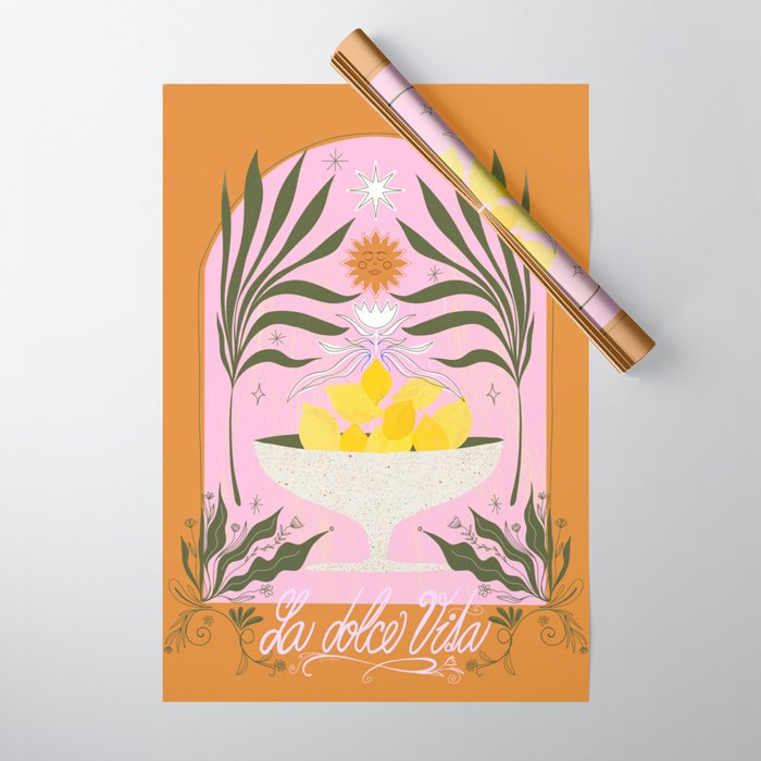 Mediterranean Lemon Florals - La Dolce Vita Wrapping Paper Gallery Image 1