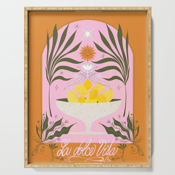 Mediterranean Lemon Florals - La Dolce Vita Serving Tray Gallery Image 1