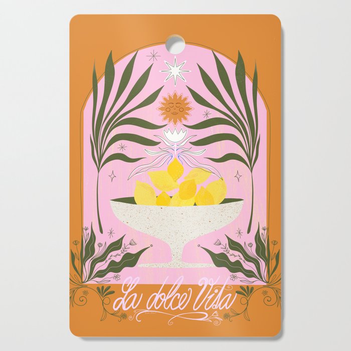 Mediterranean Lemon Florals - La Dolce Vita Cutting Board Gallery Image 1