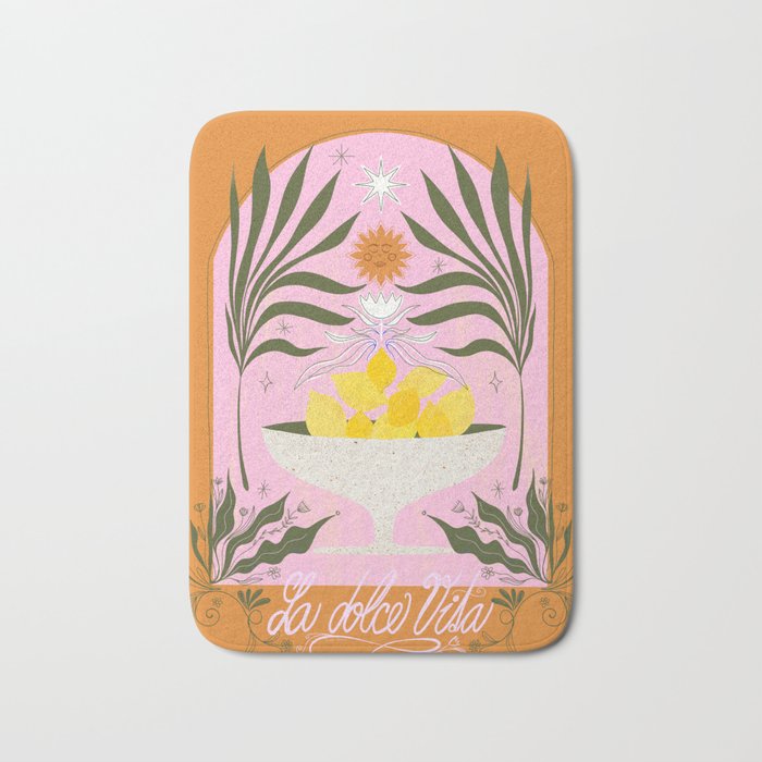 Mediterranean Lemon Florals - La Dolce Vita Bath Mat Gallery Image 1