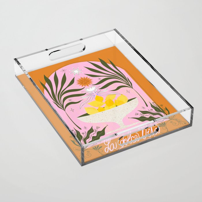 Mediterranean Lemon Florals - La Dolce Vita Acrylic Tray Gallery Image 1