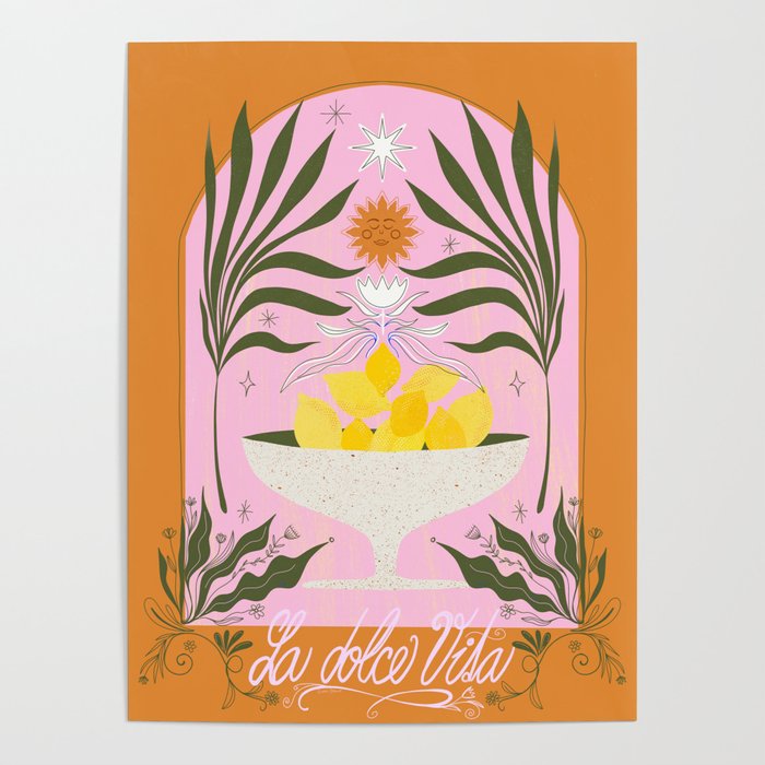 Mediterranean Lemon Florals - La Dolce Vita Poster