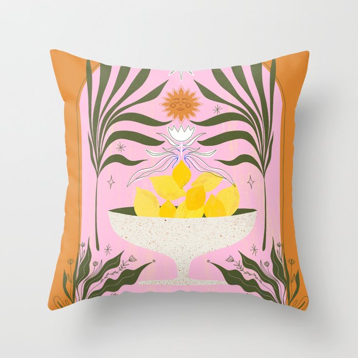 Mediterranean Lemon Florals - La Dolce Vita Throw Pillow Gallery Image 6