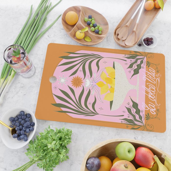 Mediterranean Lemon Florals - La Dolce Vita Cutting Board Gallery Image 2