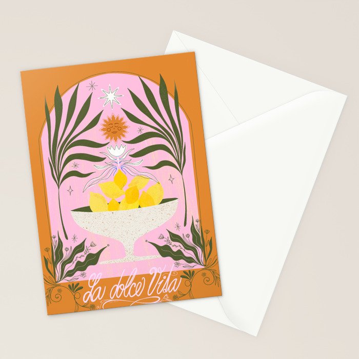 Mediterranean Lemon Florals - La Dolce Vita Stationery Card Gallery Image 2