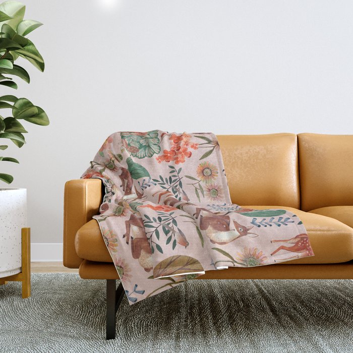 Deer pattern Throw Blanket Gallery Image 1