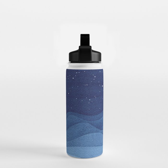 blue ocean waves, sailboat ocean stars Water Bottle Gallery Image 2