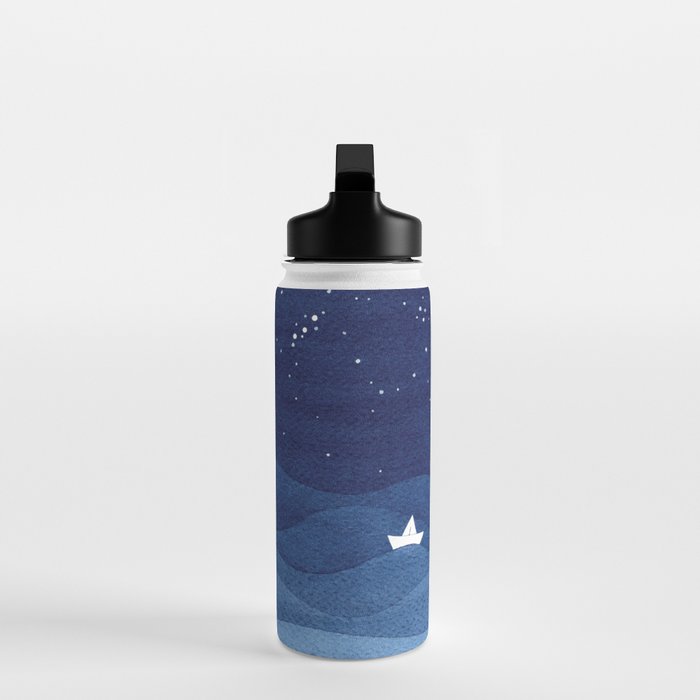 blue ocean waves, sailboat ocean stars Water Bottle Gallery Image 3