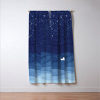 blue ocean waves, sailboat ocean stars Window Curtain Gallery Image 3