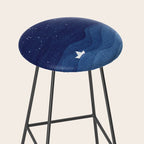 blue ocean waves, sailboat ocean stars Stool Gallery Image 2
