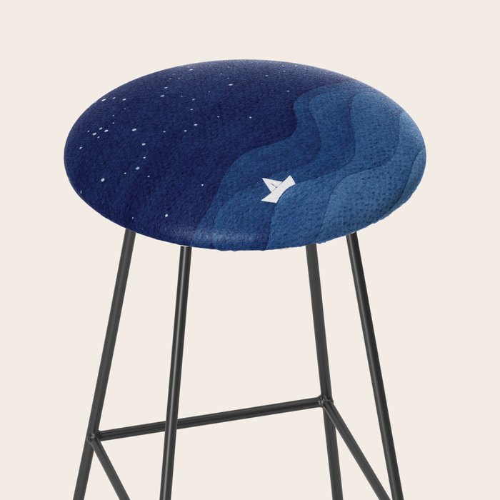 blue ocean waves, sailboat ocean stars Stool Gallery Image 2
