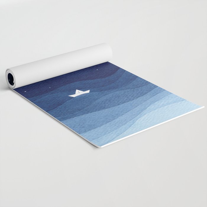 blue ocean waves, sailboat ocean stars Yoga Mat Gallery Image 2