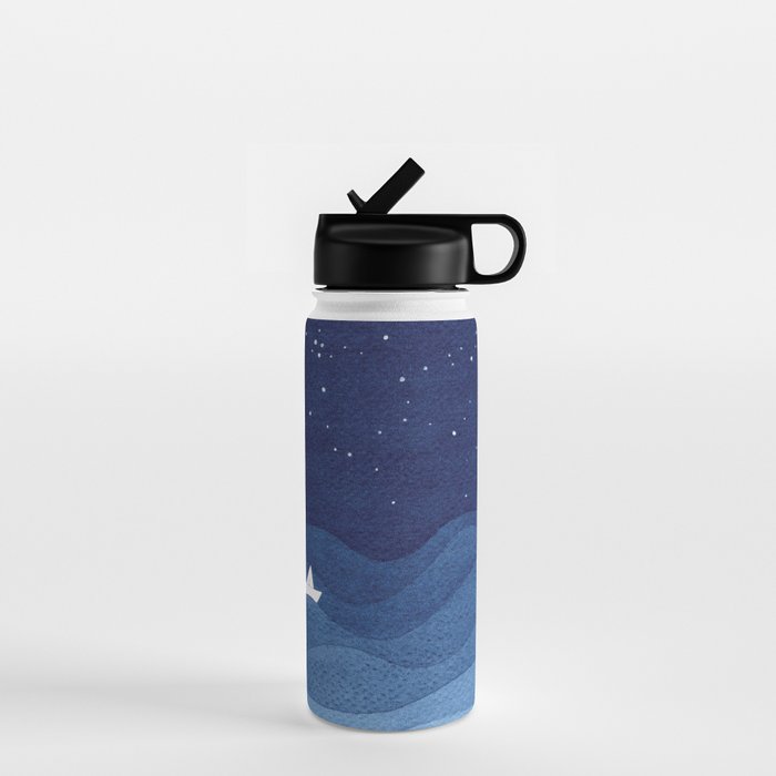 blue ocean waves, sailboat ocean stars Water Bottle Gallery Image 1