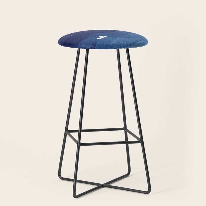 blue ocean waves, sailboat ocean stars Stool Gallery Image 1