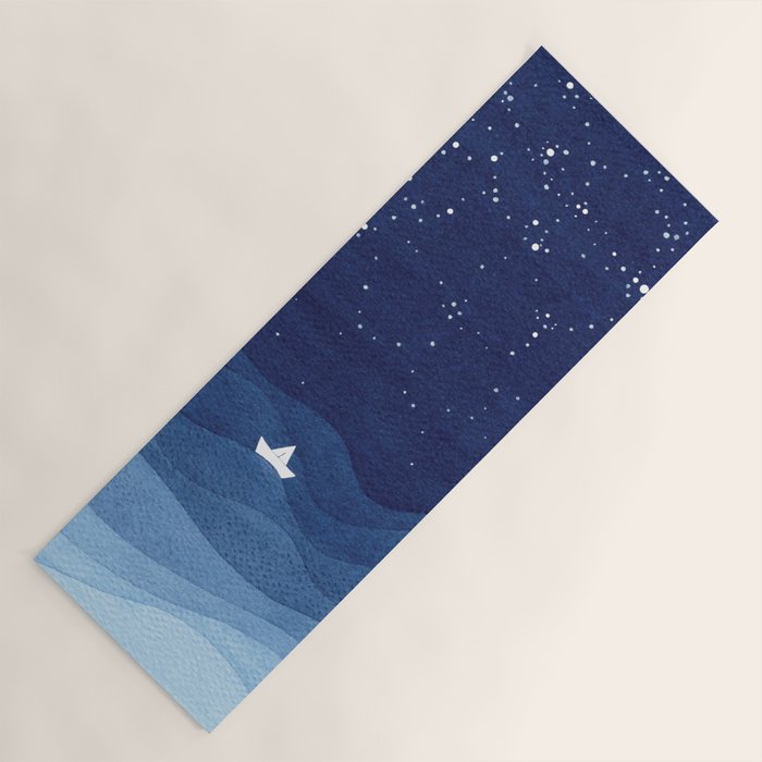 blue ocean waves, sailboat ocean stars Yoga Mat Gallery Image 1