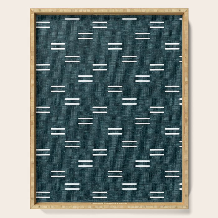 double dash on dark teal Serving Tray Gallery Image 1