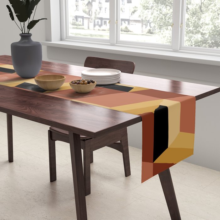 Cuboid Geometric Abstract Shapes Pattern VII Table Runner Gallery Image 2