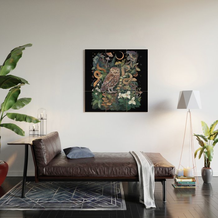 Owl and Snakes Mushroom forest Wood Wall Art Gallery Image 2